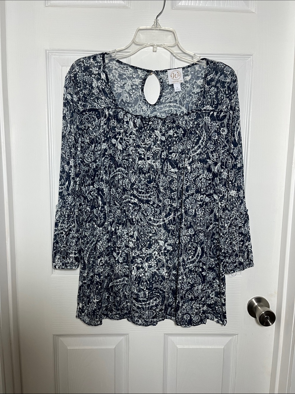 Westport 1692 Navy/White Burnout Blouse